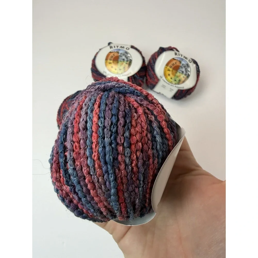 Four Seasons Yarn Lot Of‎ 4 Wool Nylon Blend Blue Purple Red 50g Each